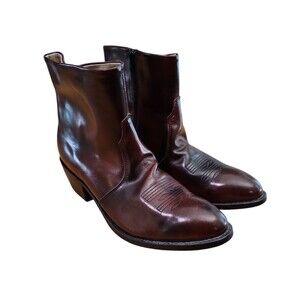 Durango Men's Brown Leather Ankle Western Cowboy Boots Side Zip 12EE DB954